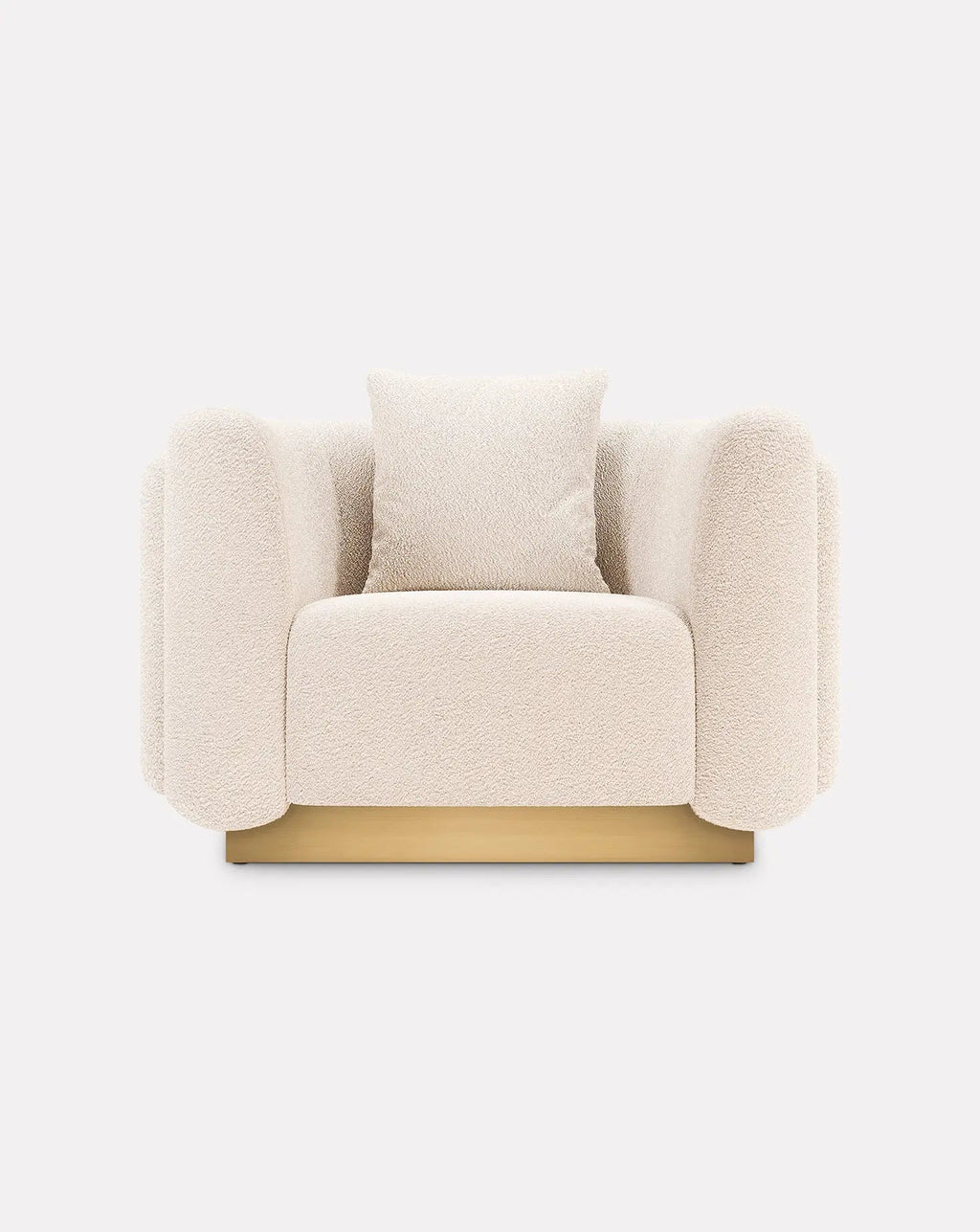 Wave-Inspired Brass Base Upholstered Lounge Armchair