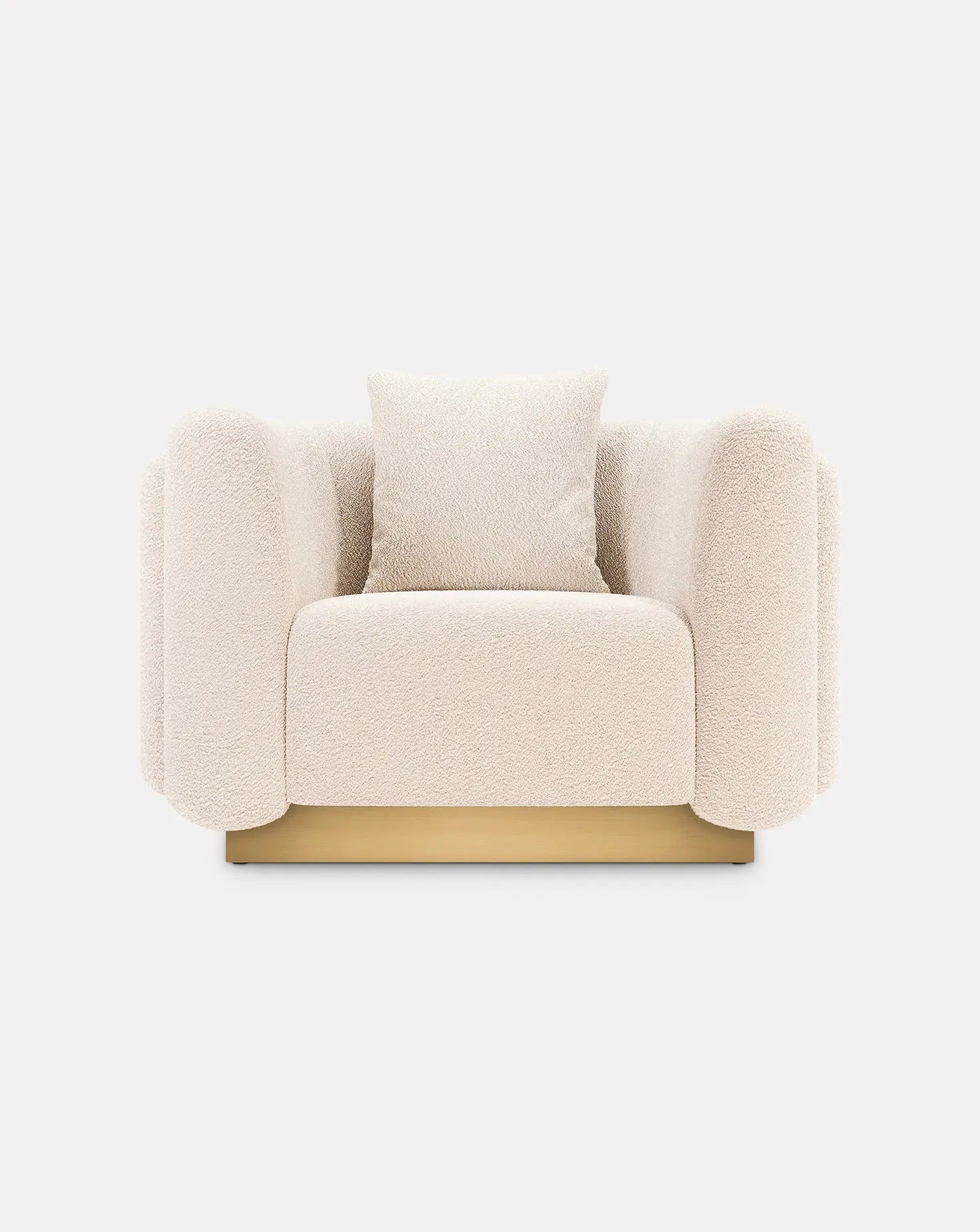 Wave-Inspired Brass Base Upholstered Lounge Armchair