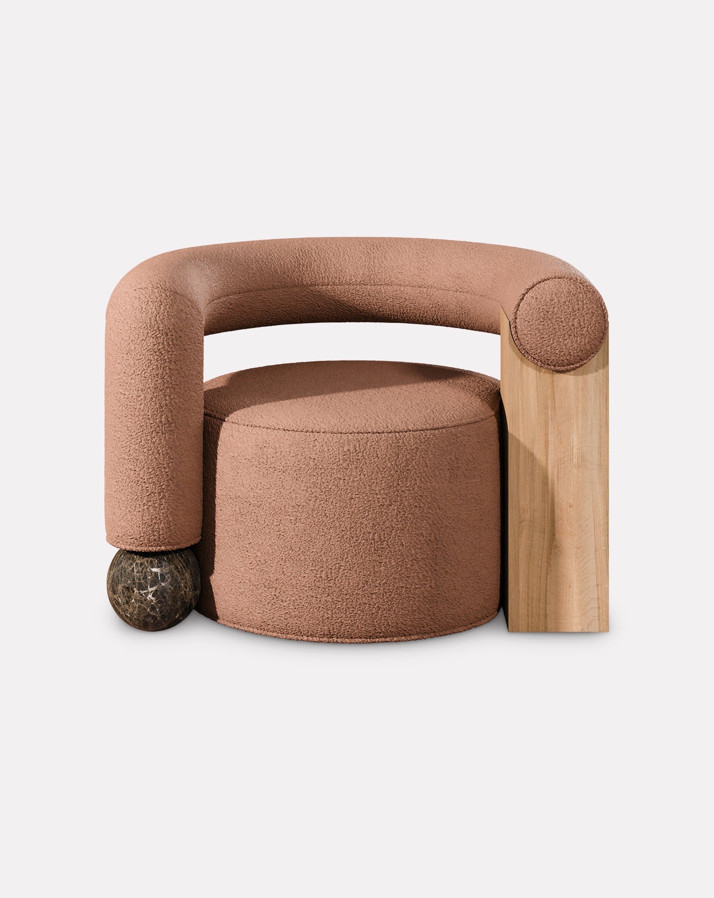 Geometric Asymmetry Velvet Brass Base Armchair I