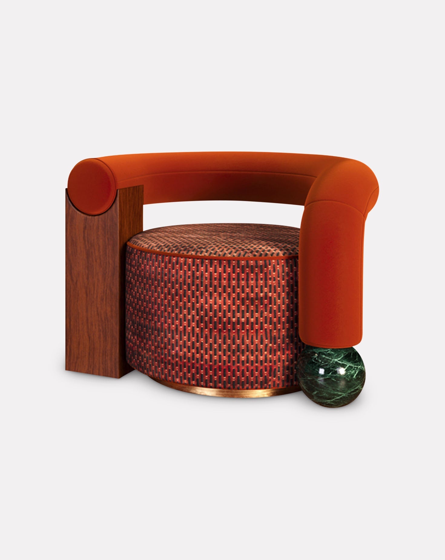Geometric Asymmetry Velvet Brass Base Armchair II