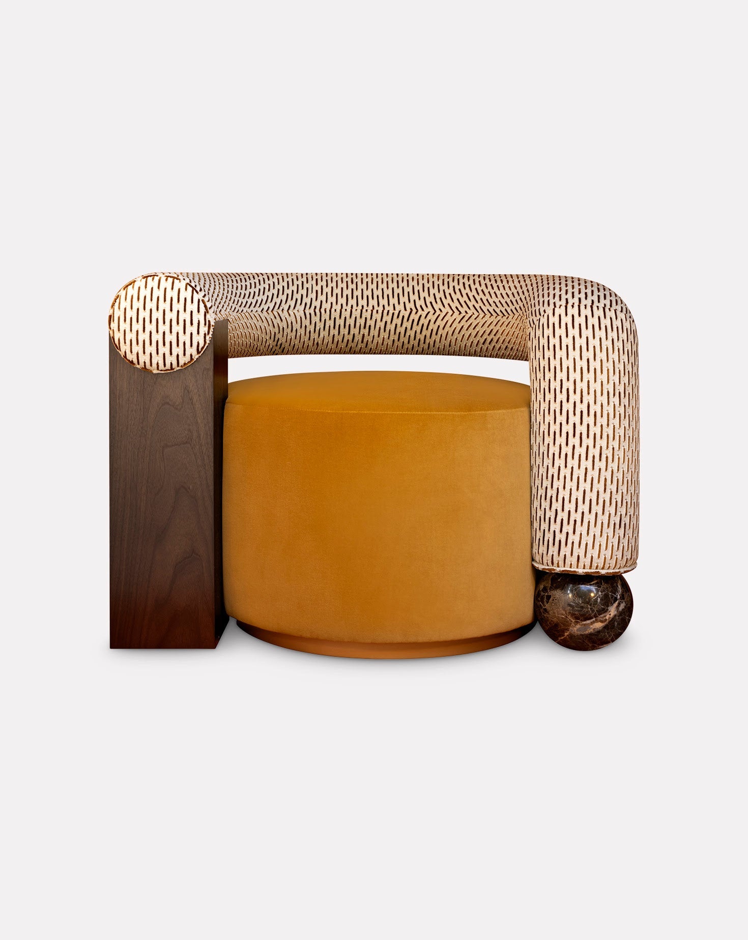 Geometric Asymmetry Velvet Brass Base Armchair II