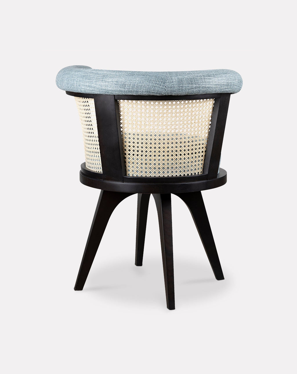 Ash Wood Rattan Back Upholstered Dining Chair