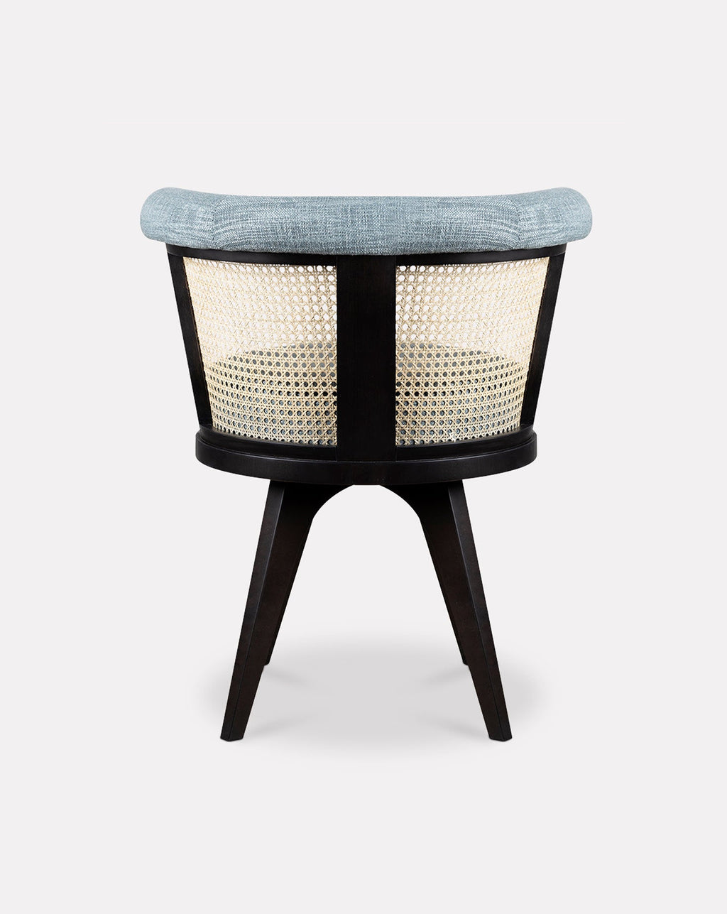 Ash Wood Rattan Back Upholstered Dining Chair