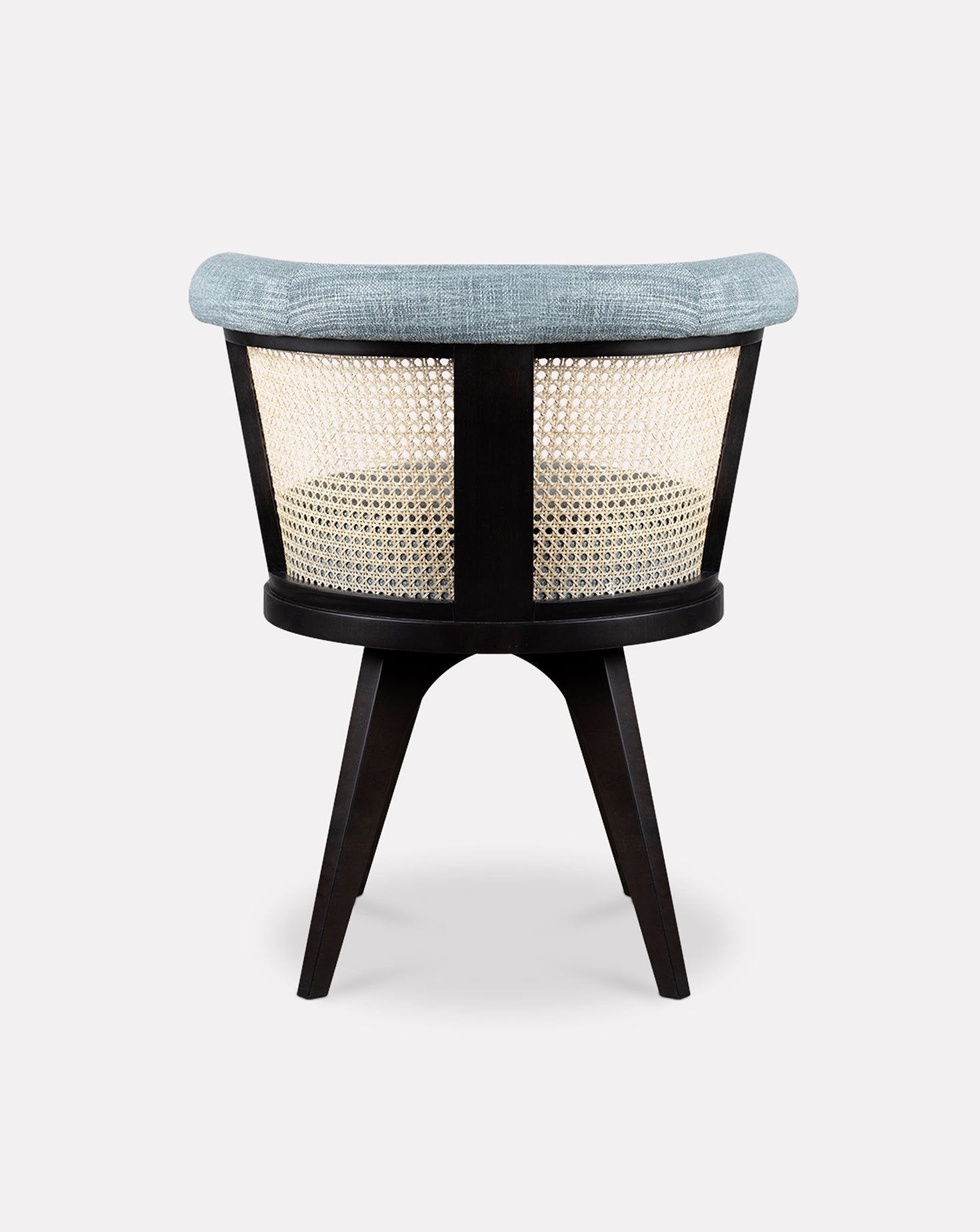 Ash Wood Rattan Back Upholstered Dining Chair