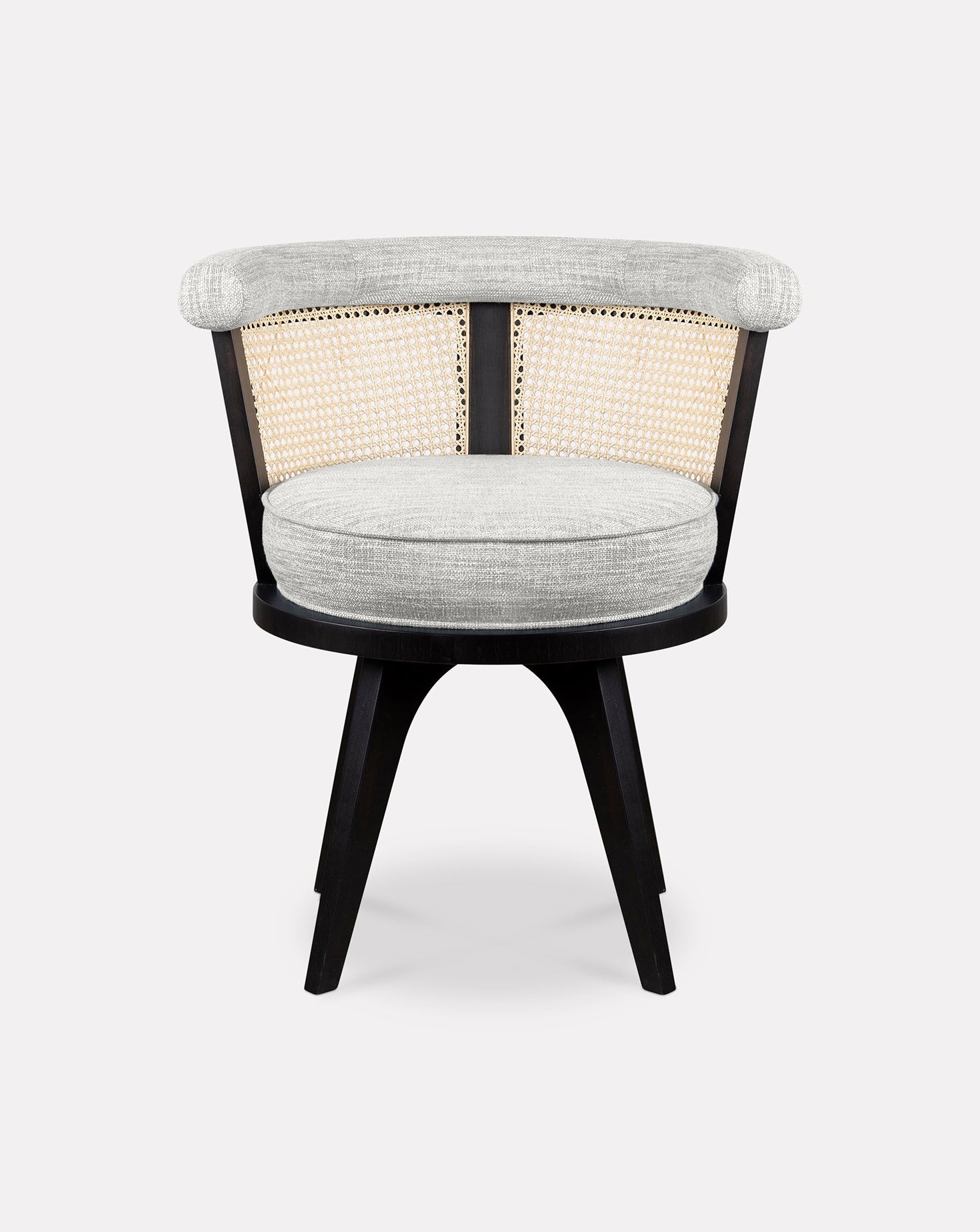Ash Wood Rattan Back Upholstered Dining Chair