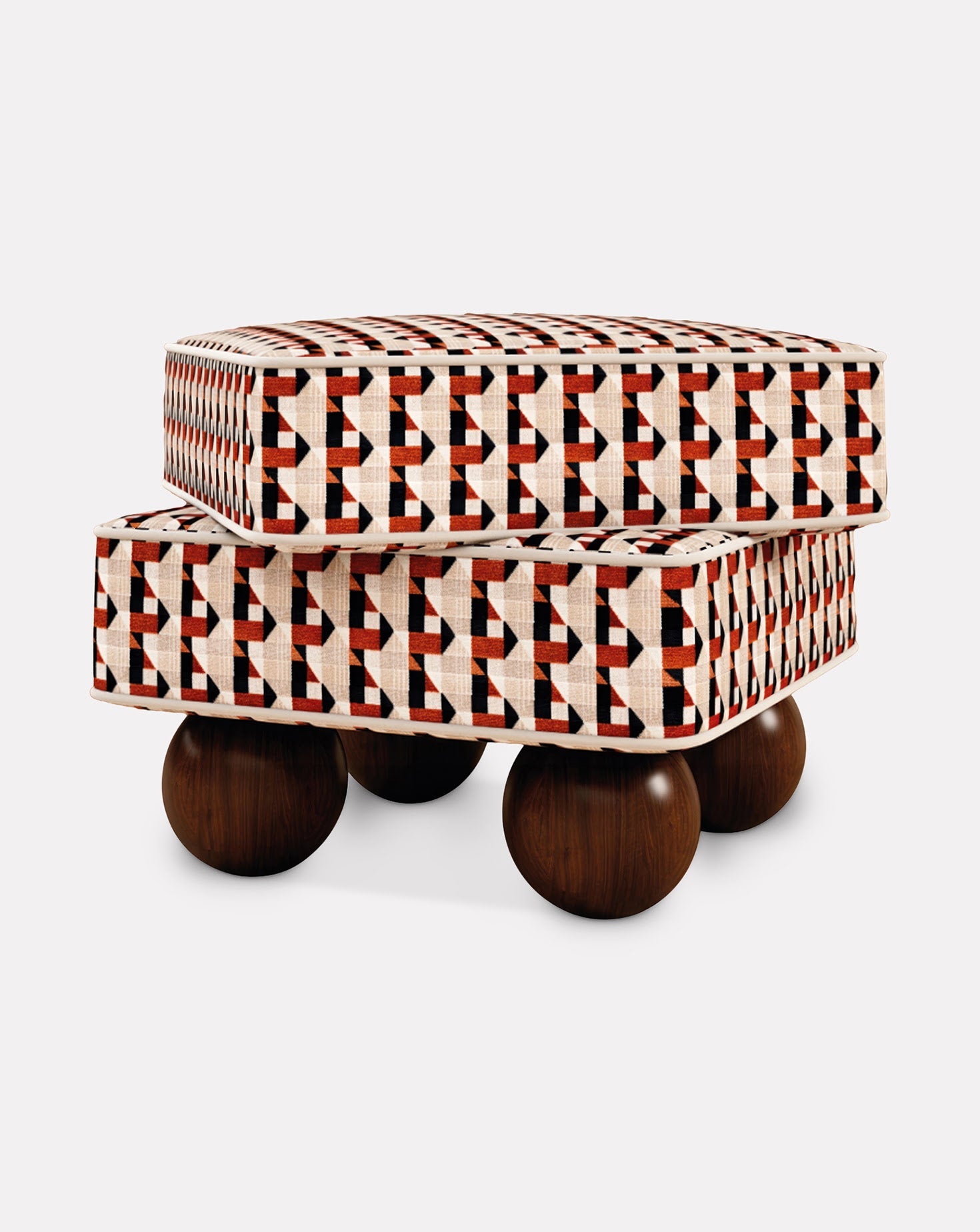 Jacquard Velvet Sculptural Accent Stool Small