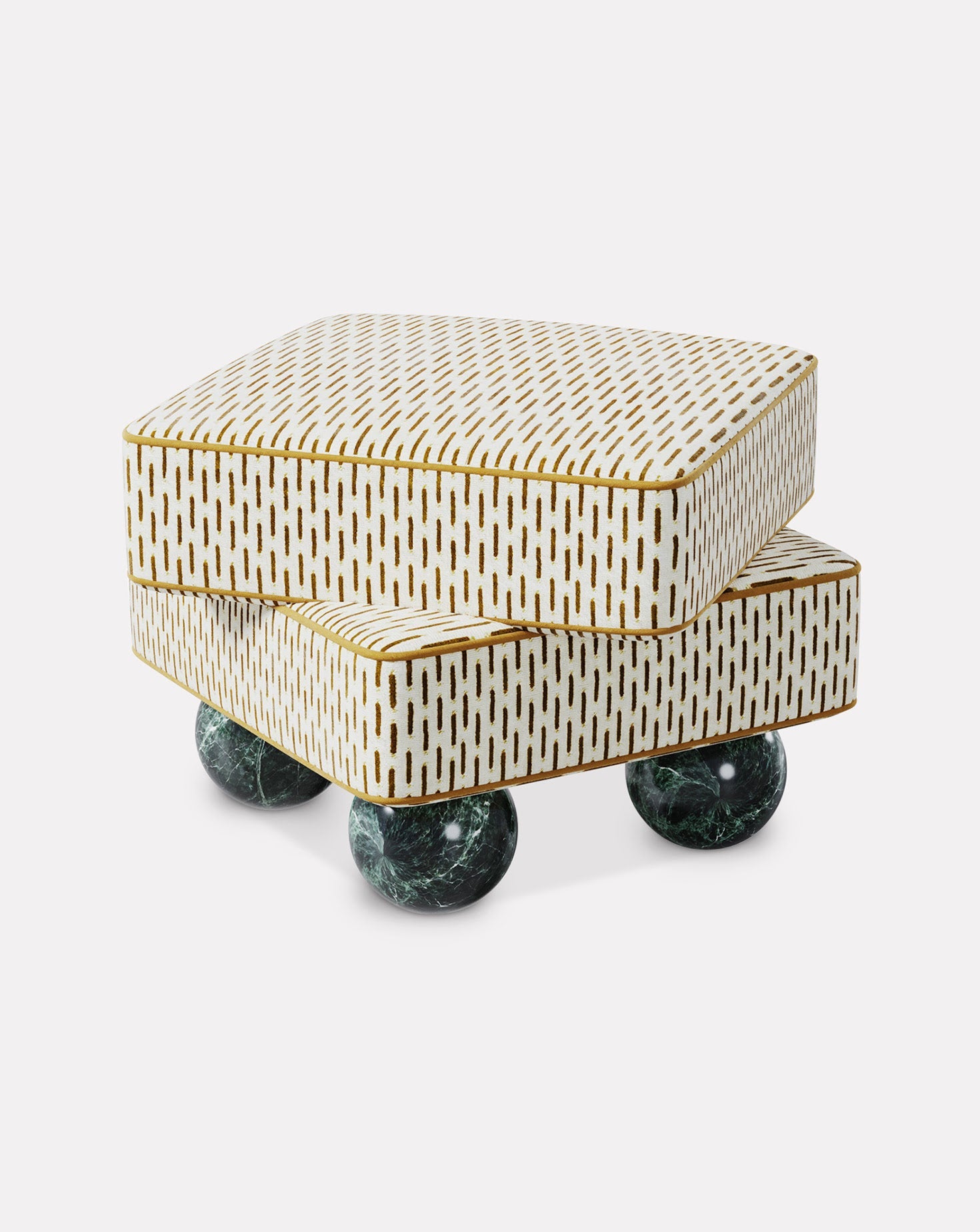 Jacquard Velvet Sculptural Accent Stool Small