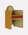 Recycled Geometric Velvet Lacquered Wood Sculptural Dining Chair