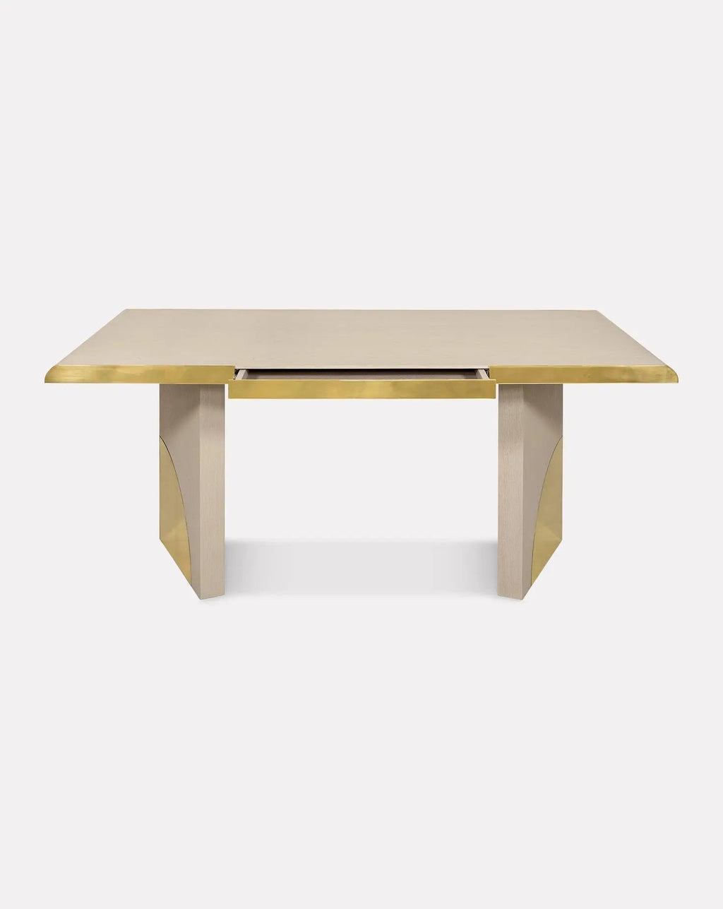 Cream Oak Polished Brass Architectural Writing Desk
