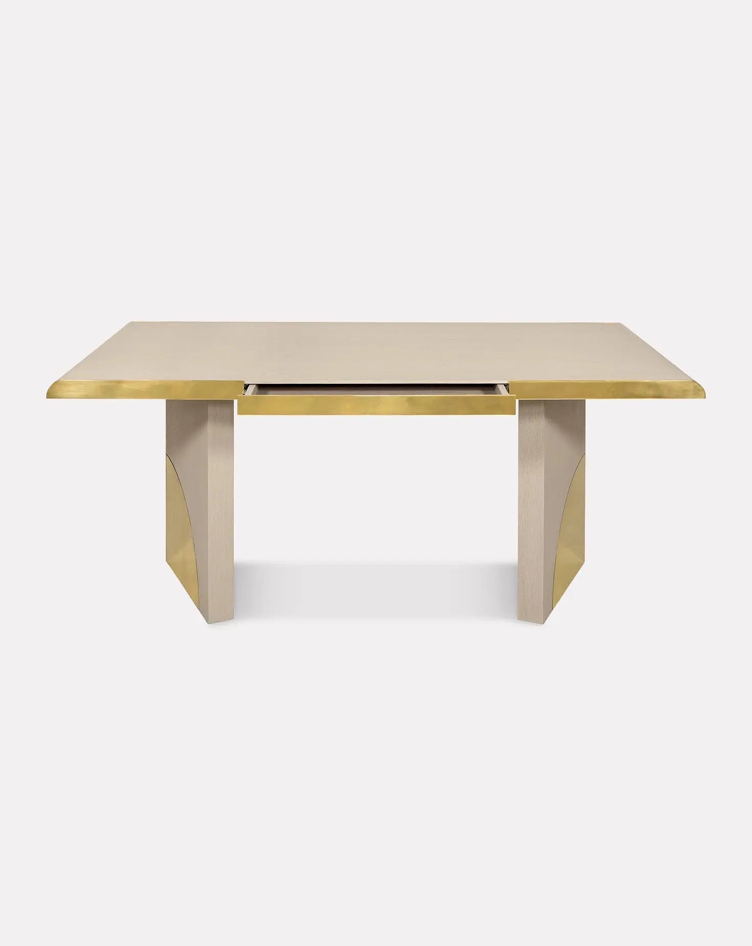 Cream Oak Polished Brass Architectural Writing Desk