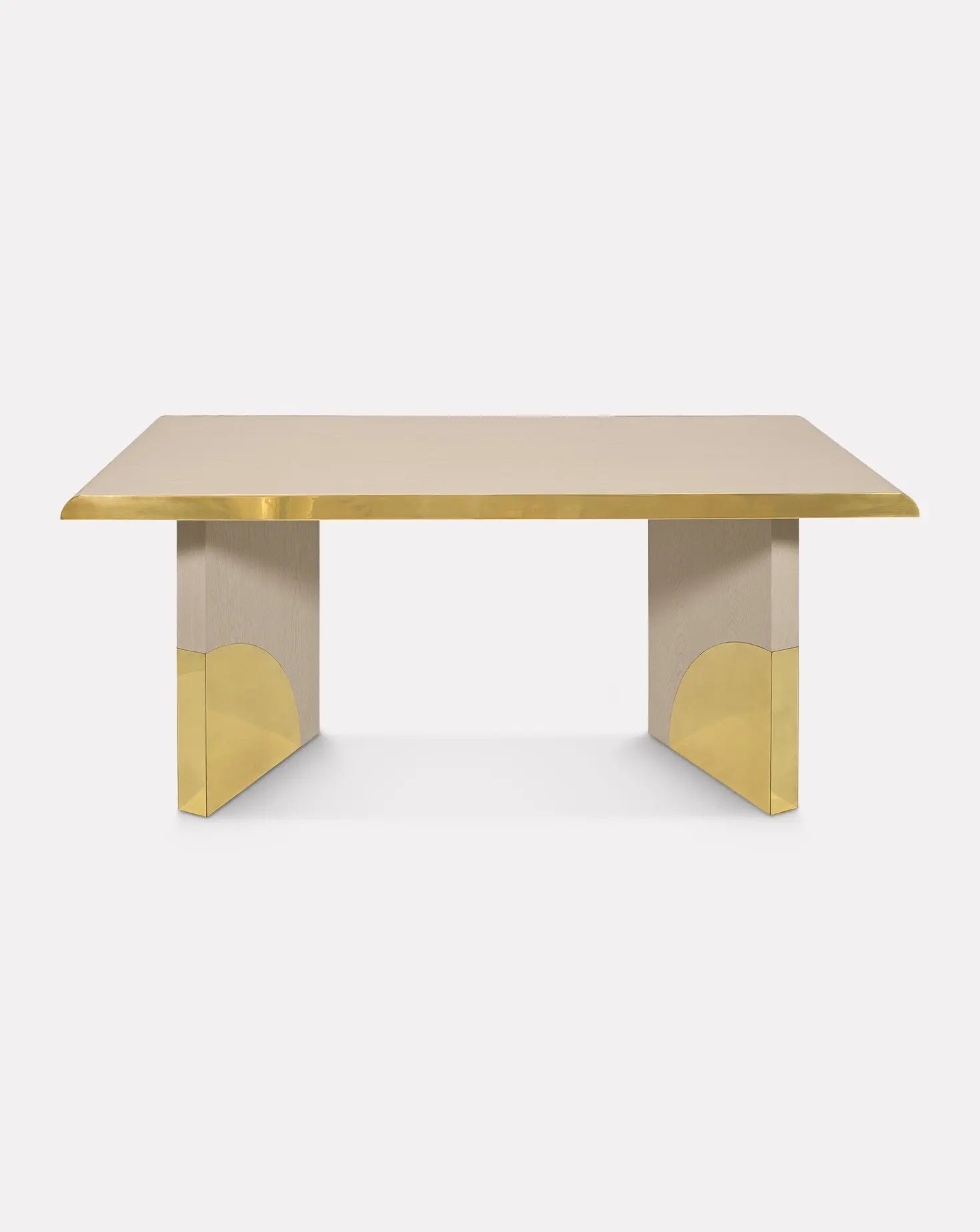 Cream Oak Polished Brass Architectural Writing Desk