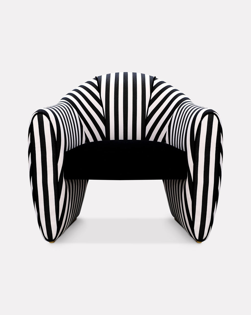 Striped Velvet Satin Sculptural Armchair