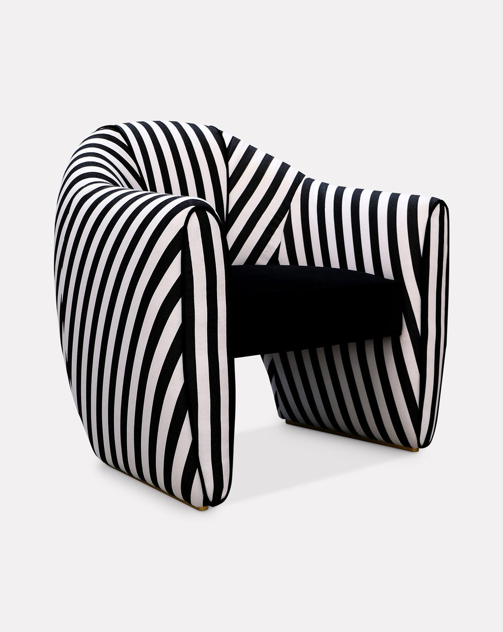Striped Velvet Satin Sculptural Armchair