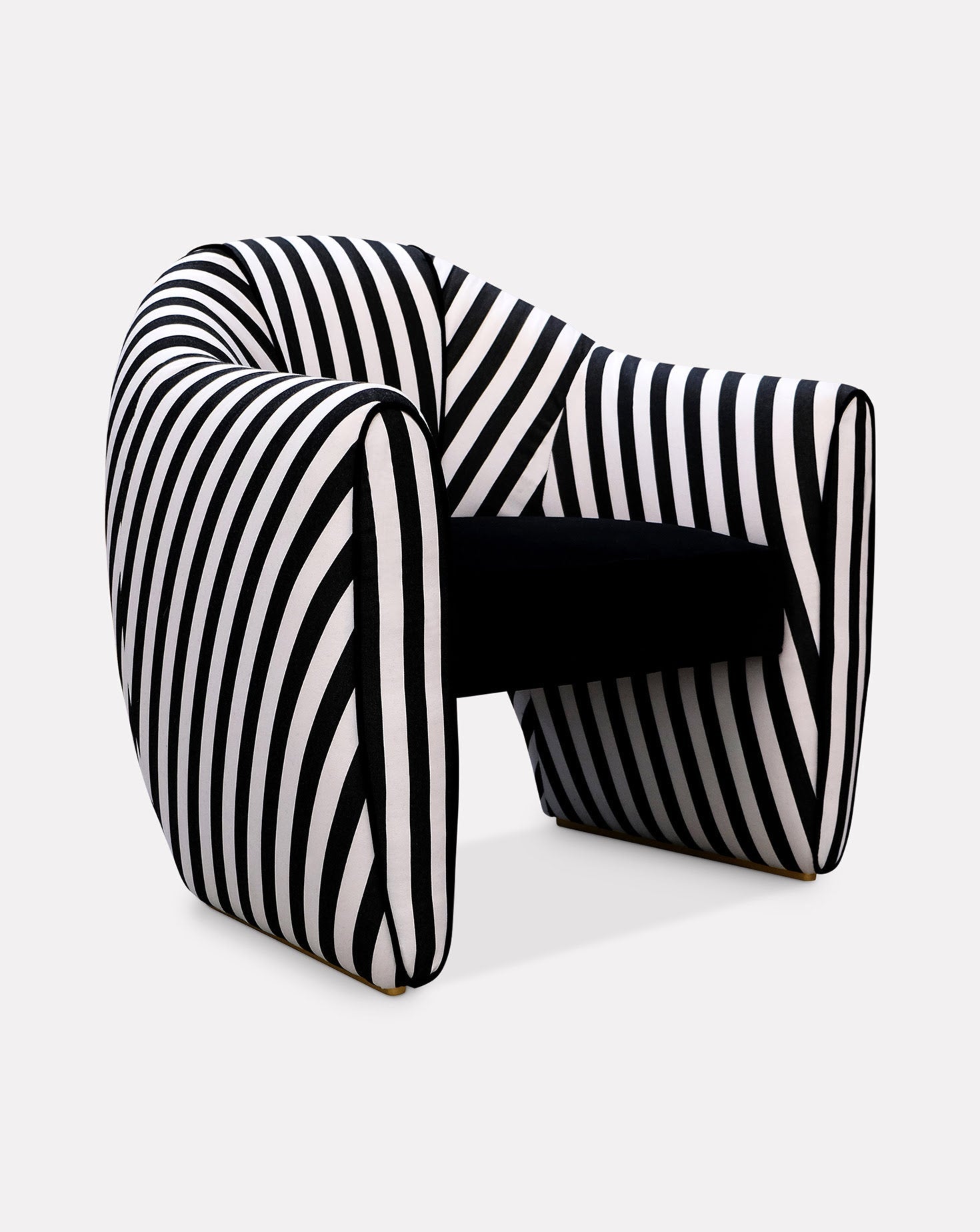 Striped Velvet Satin Sculptural Armchair