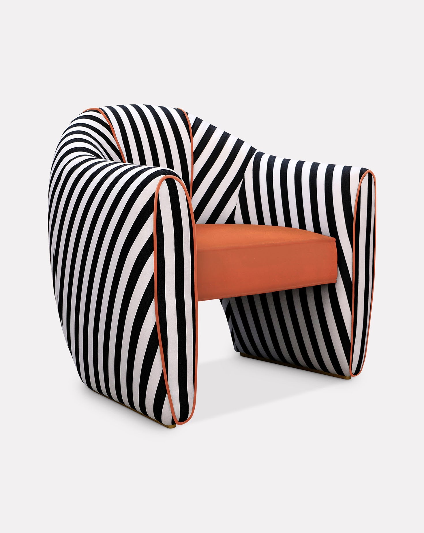 Striped Velvet Satin Sculptural Armchair