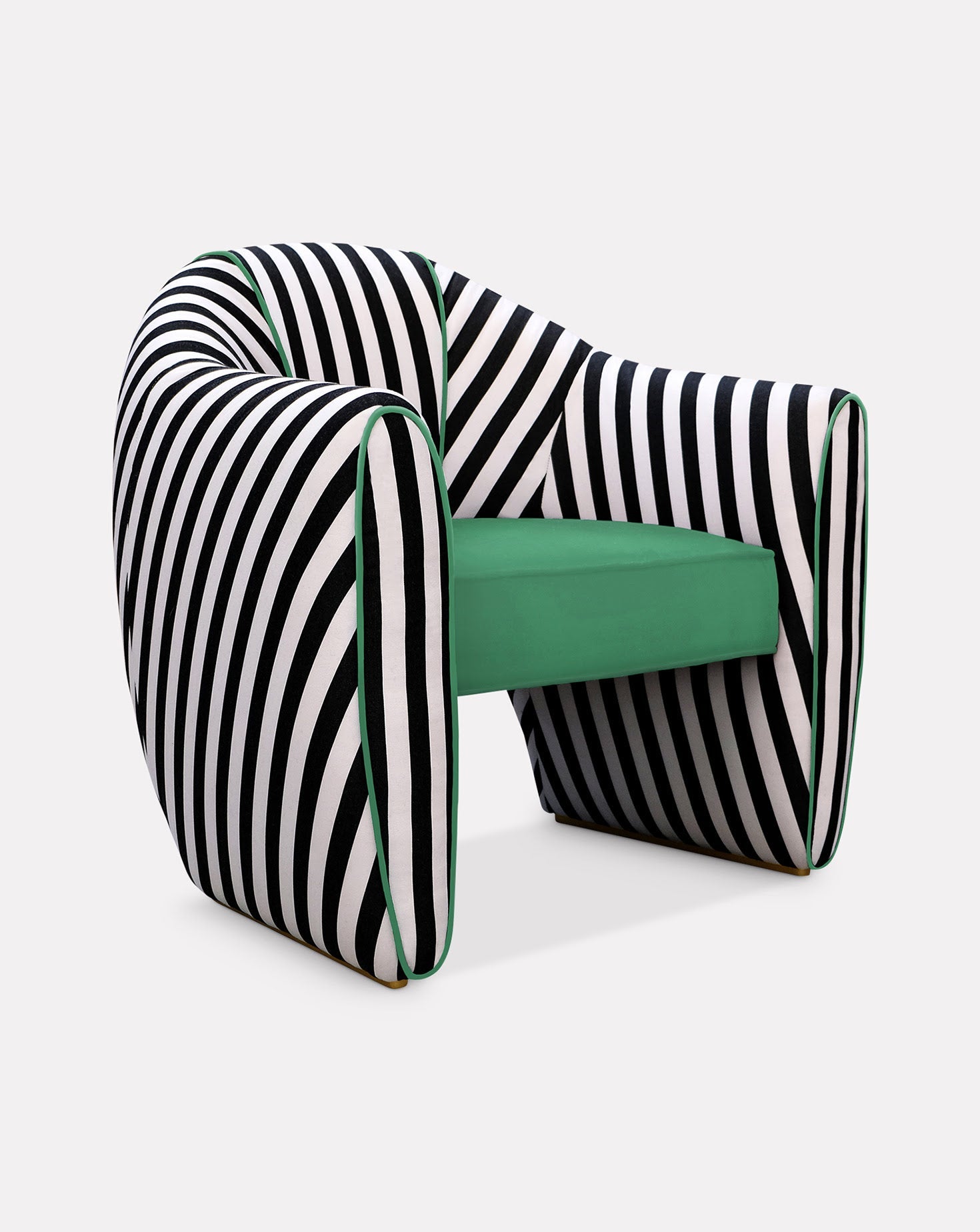 Striped Velvet Satin Sculptural Armchair