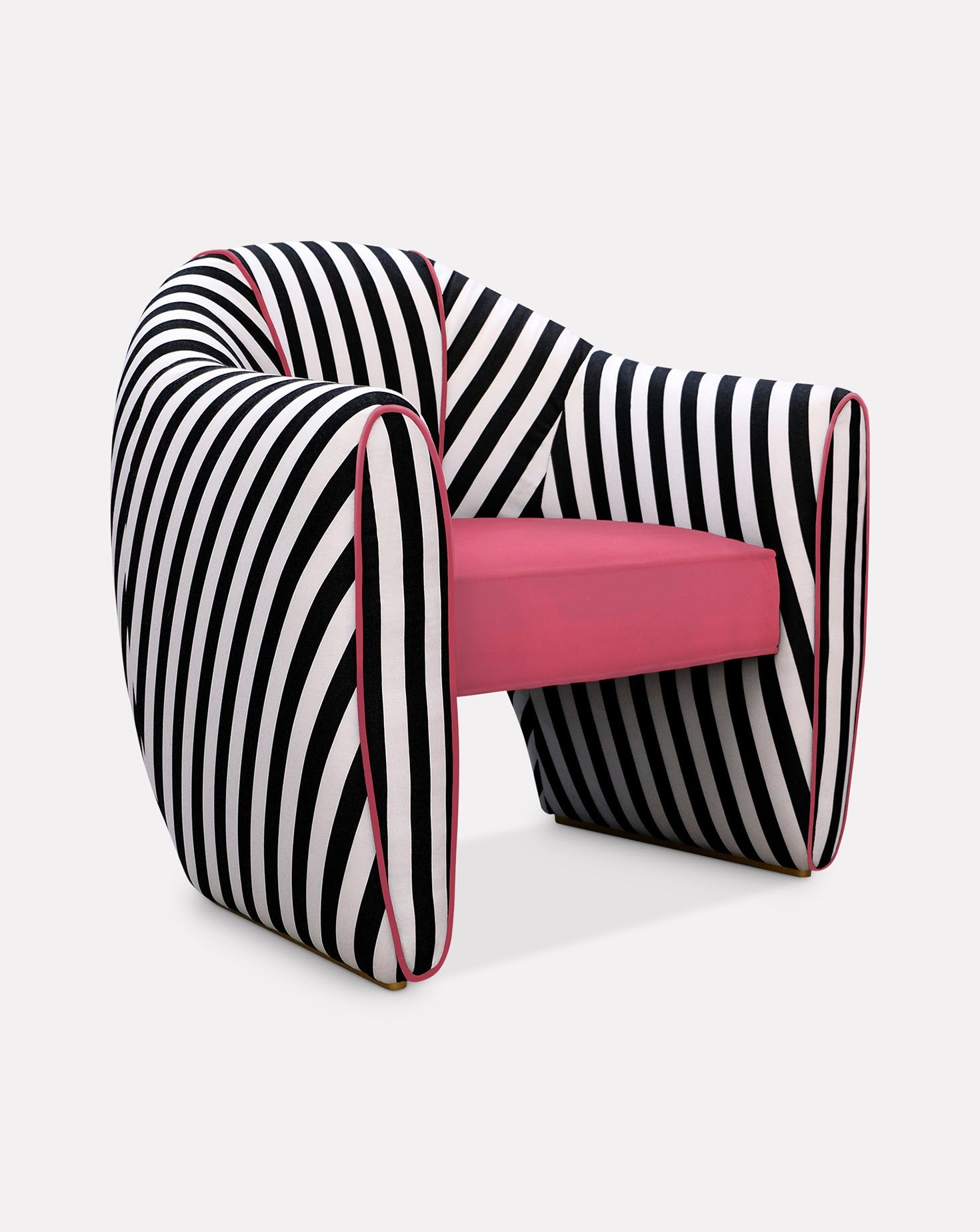 Striped Velvet Satin Sculptural Armchair