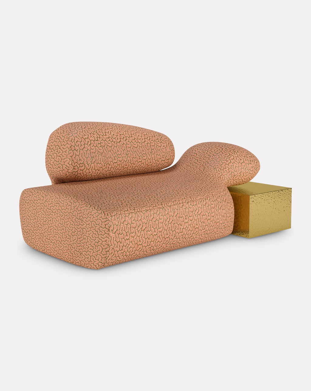 Sculptural Fabric Brass Accent Chaise Longue