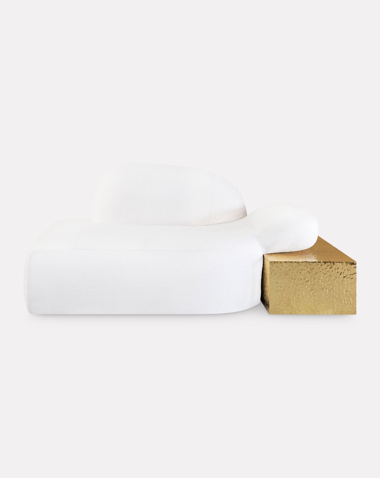 Sculptural Fabric Brass Accent Chaise Longue
