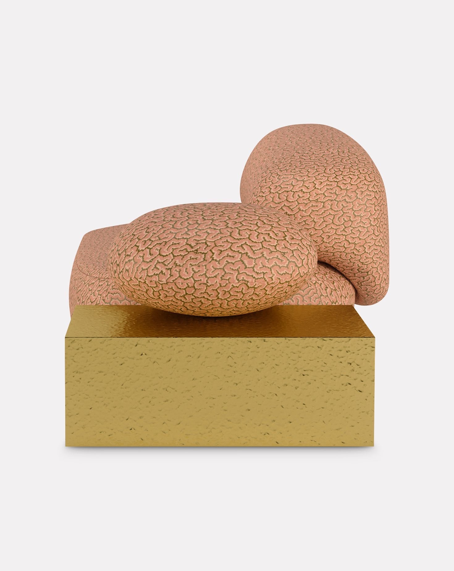 Sculptural Fabric Brass Accent Chaise Longue