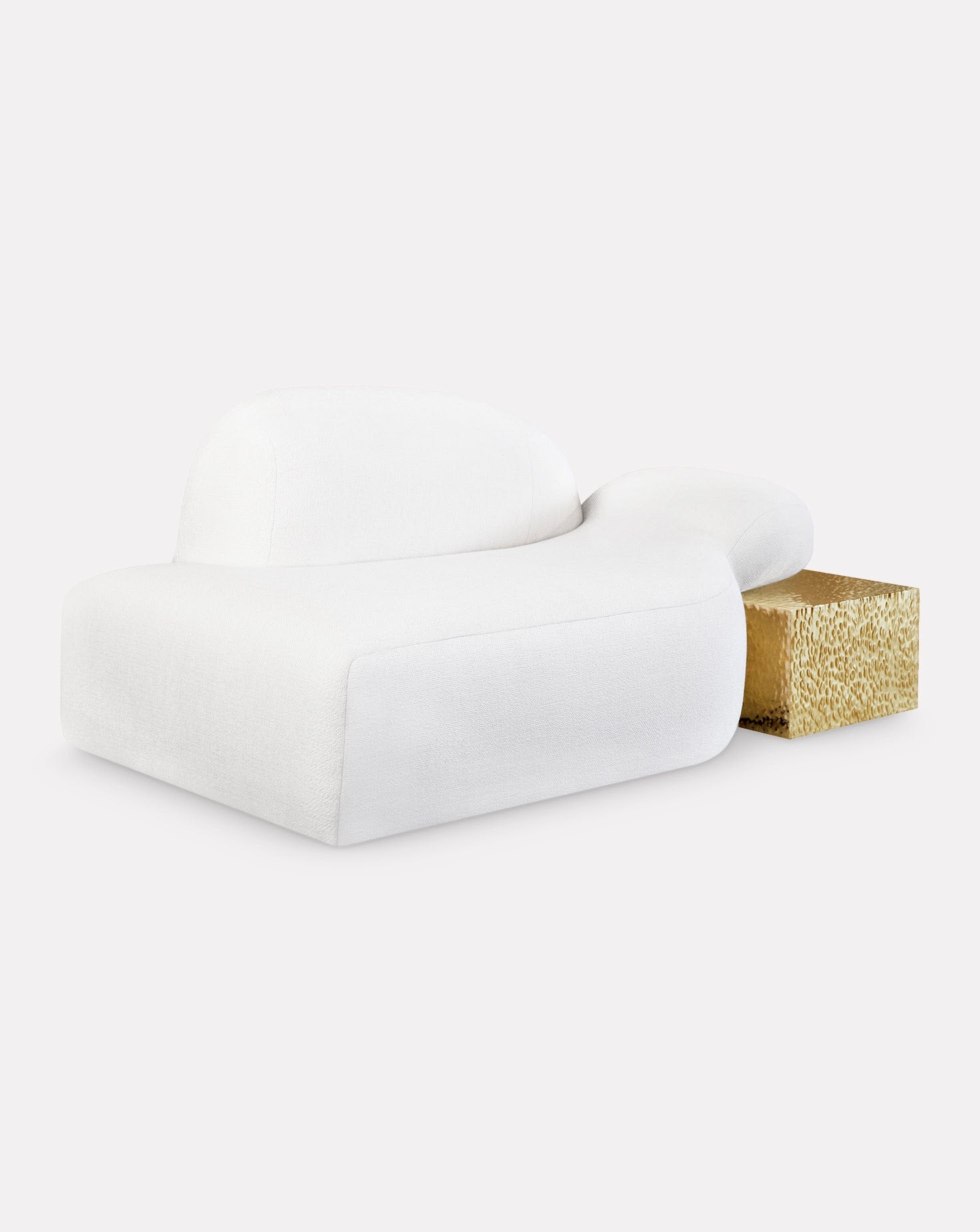 Sculptural Fabric Brass Accent Chaise Longue
