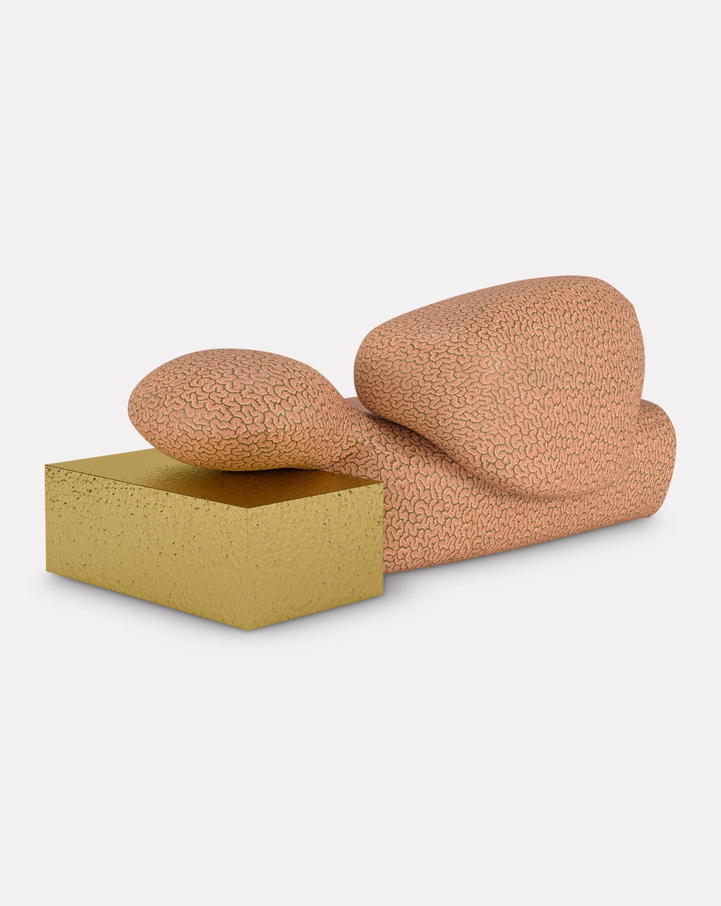 Sculptural Fabric Brass Accent Chaise Longue
