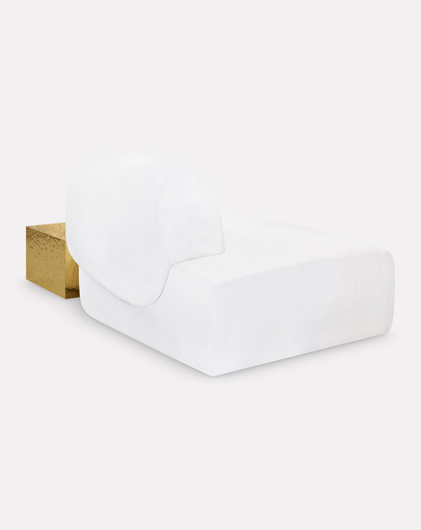 Sculptural Fabric Brass Accent Chaise Longue