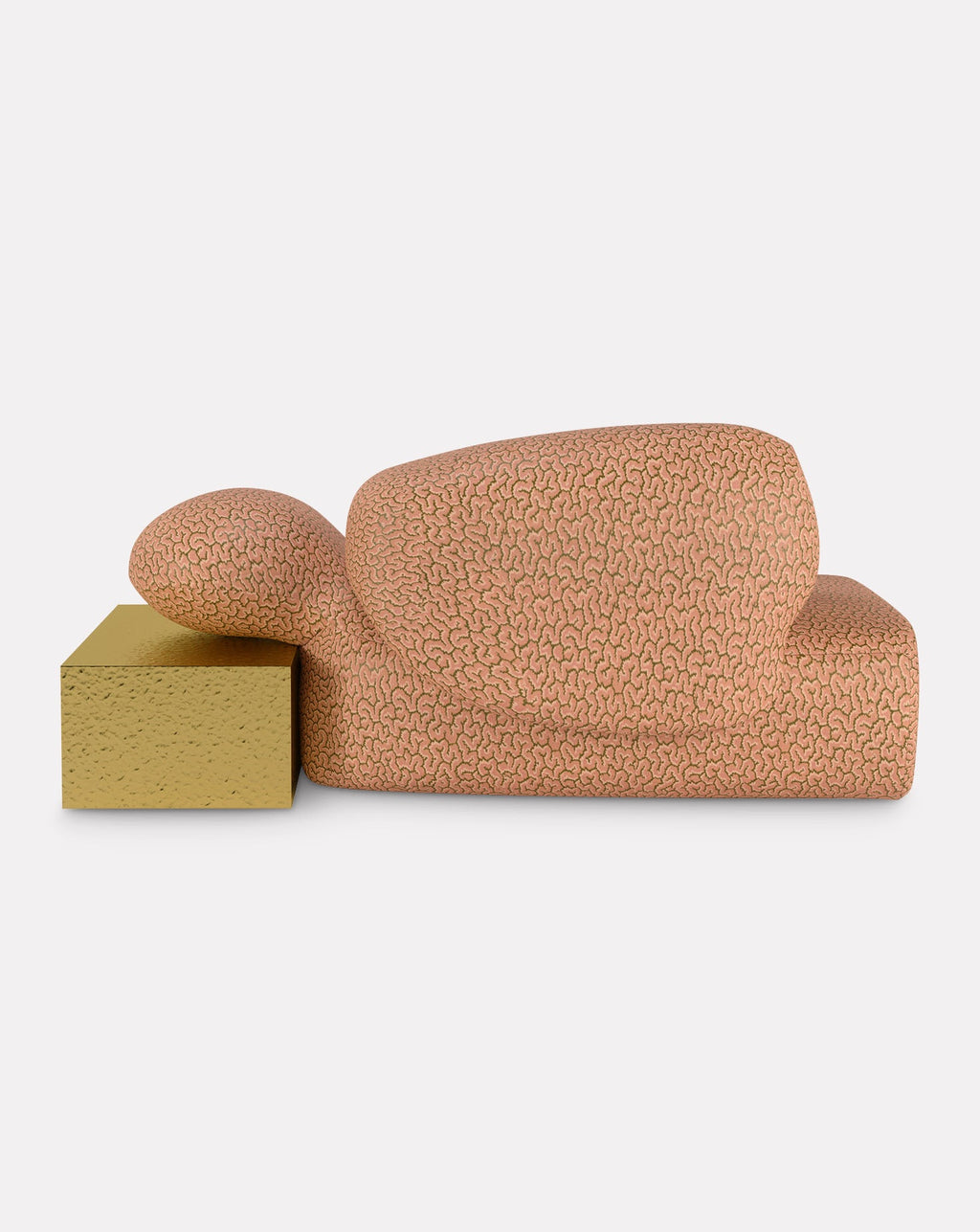 Sculptural Fabric Brass Accent Chaise Longue