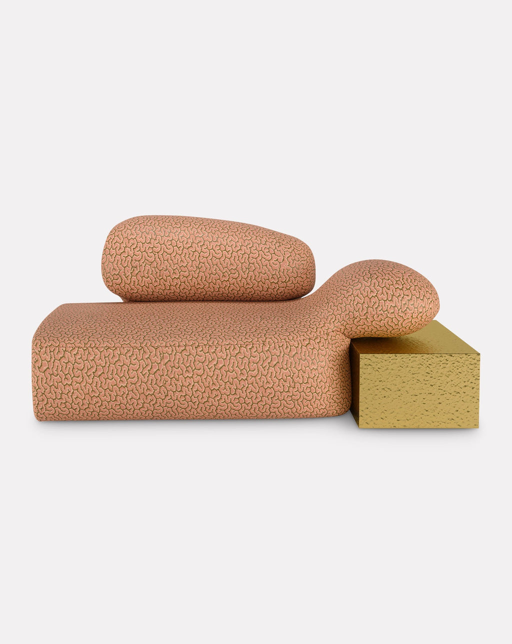 Sculptural Fabric Brass Accent Chaise Longue