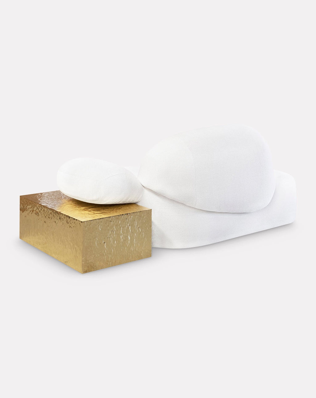 Sculptural Fabric Brass Accent Chaise Longue