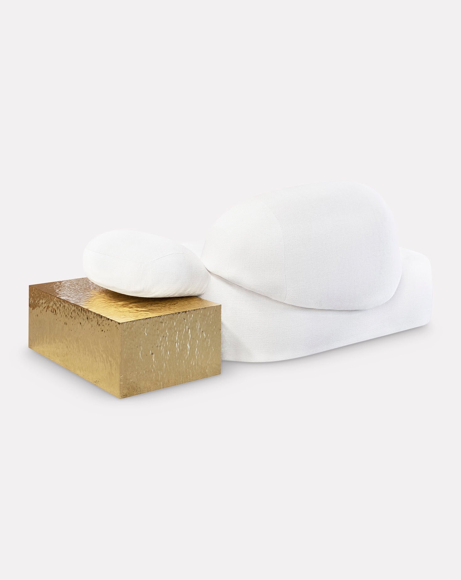 Sculptural Fabric Brass Accent Chaise Longue