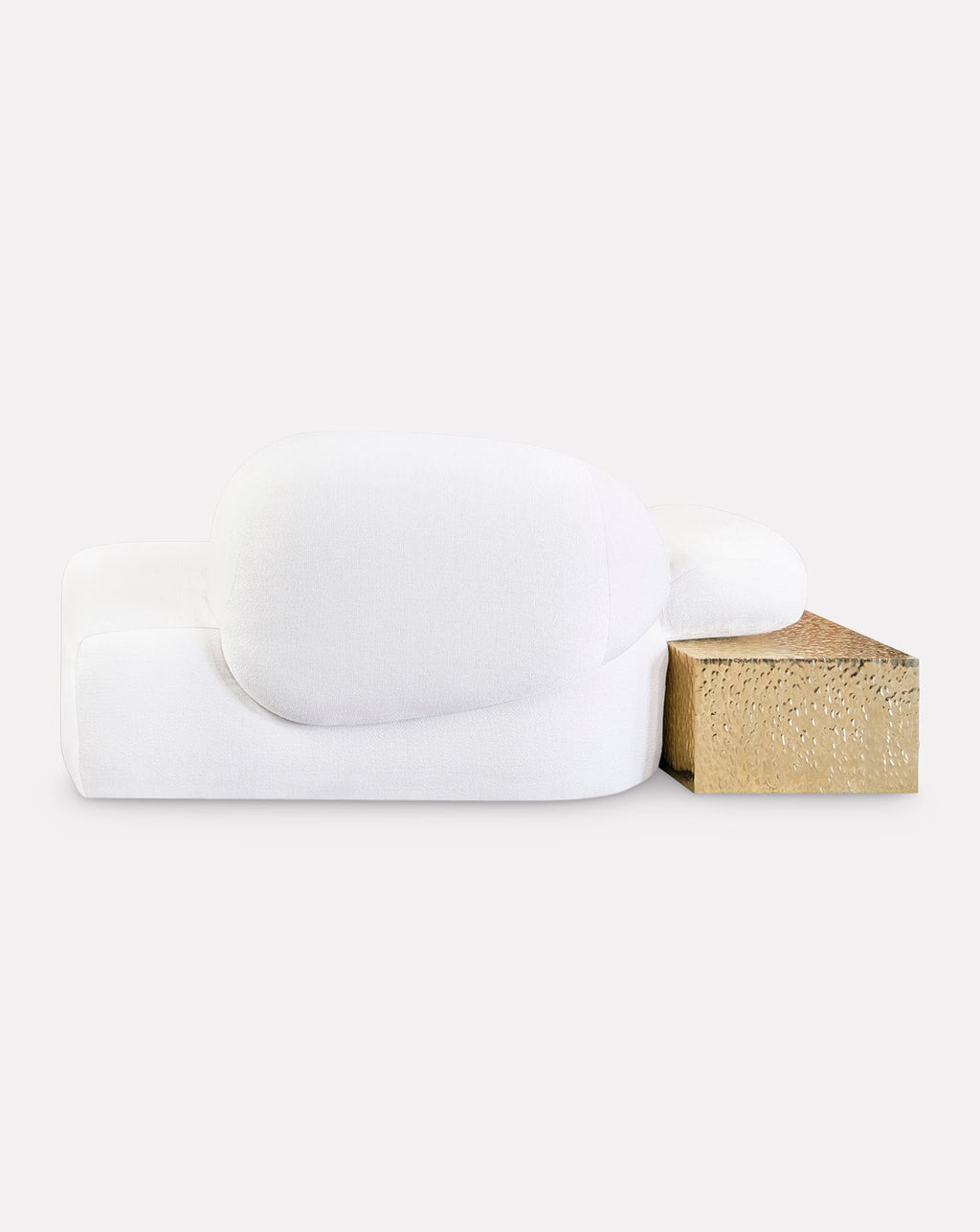 Sculptural Fabric Brass Accent Chaise Longue