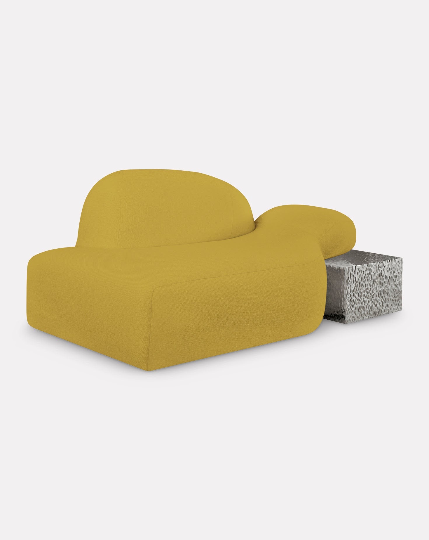 Sculptural Fabric Brass Accent Chaise Longue
