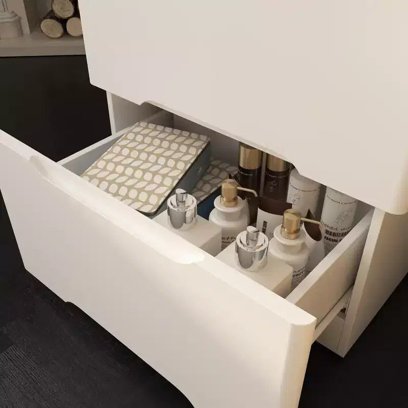 Famapy Coiffeuse de rangement blanche pliable - Table de maquillage compacte avec organisation