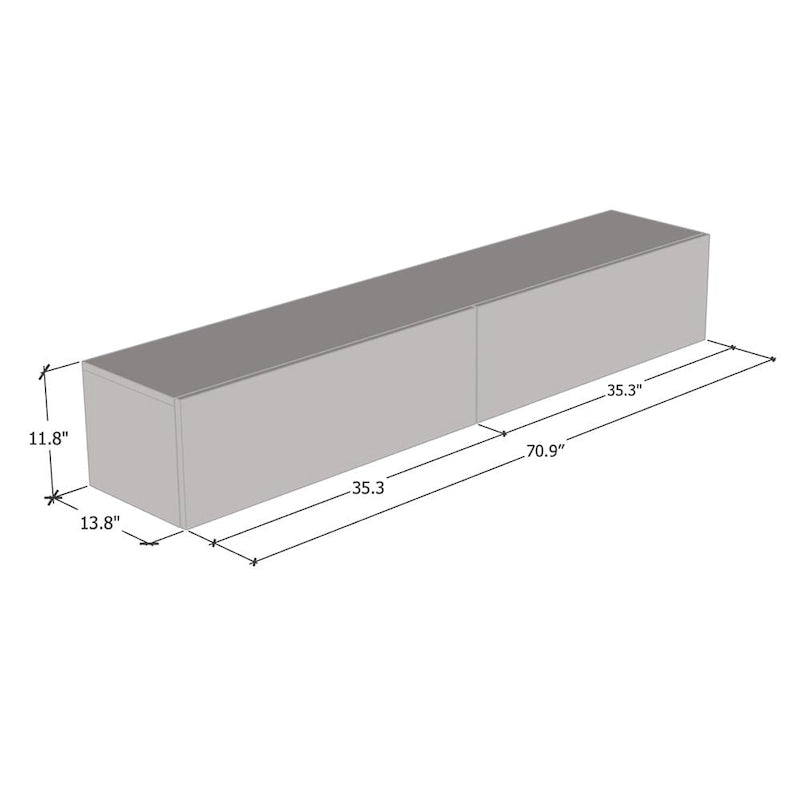 Meuble TV flottant mural moderne Berno de 180 cm, finition brillante