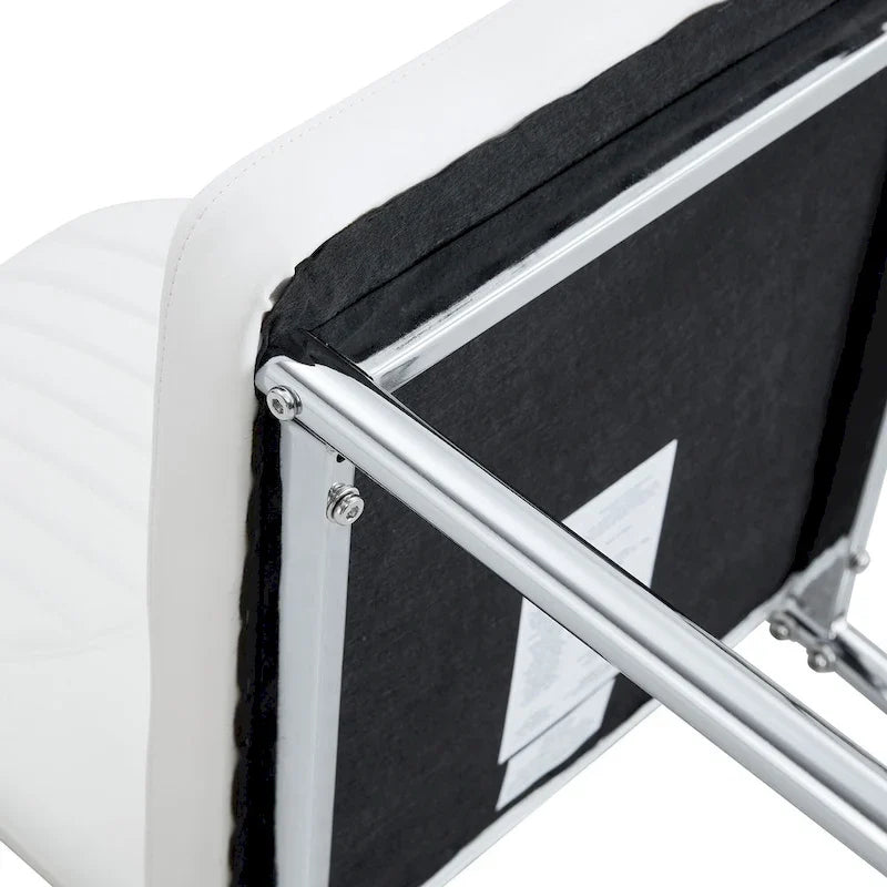 Ensemble de 6 chaises de salle à manger de luxe simples en PU haute résilience avec pieds en métal argenté, chaises d'appoint sans accoudoirs pour cuisine
