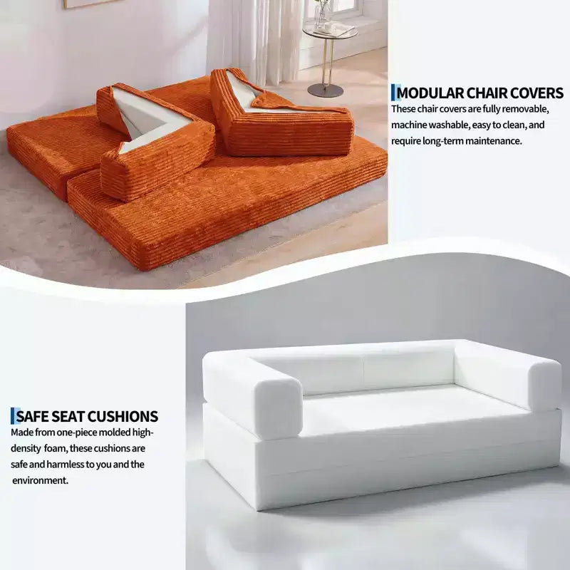 Canapé-lit convertible 5-en-1 de 80,7 po, velours côtelé, 544 kg, aucun assemblage requis