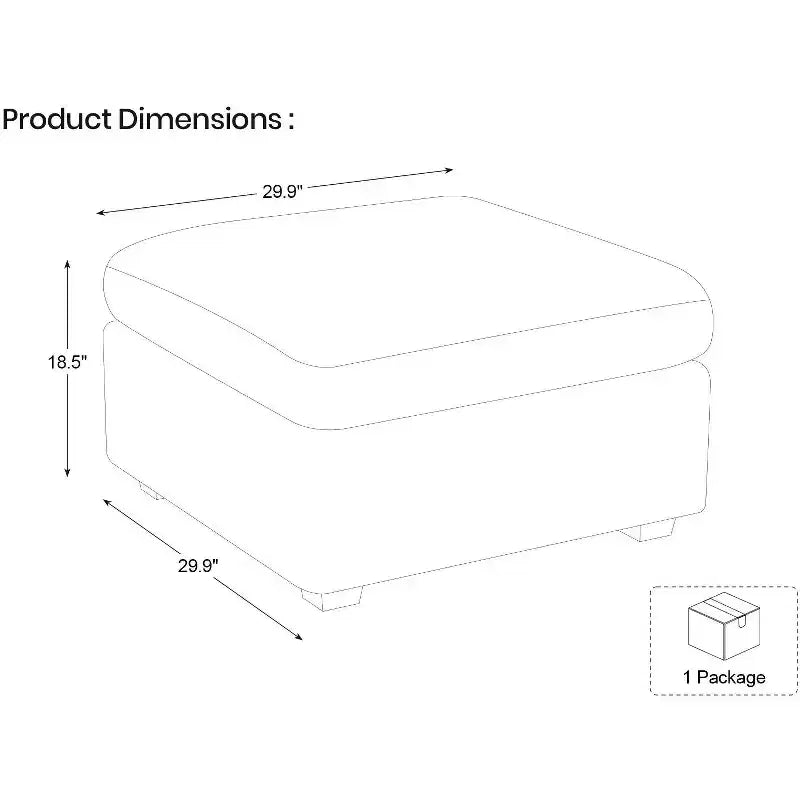 Module Pouf Ottoman Belffin en Chenille - Repose-Pieds de Rangement Modulaire avec Tissu Doux pour la Peau et Conception à Installation Rapide