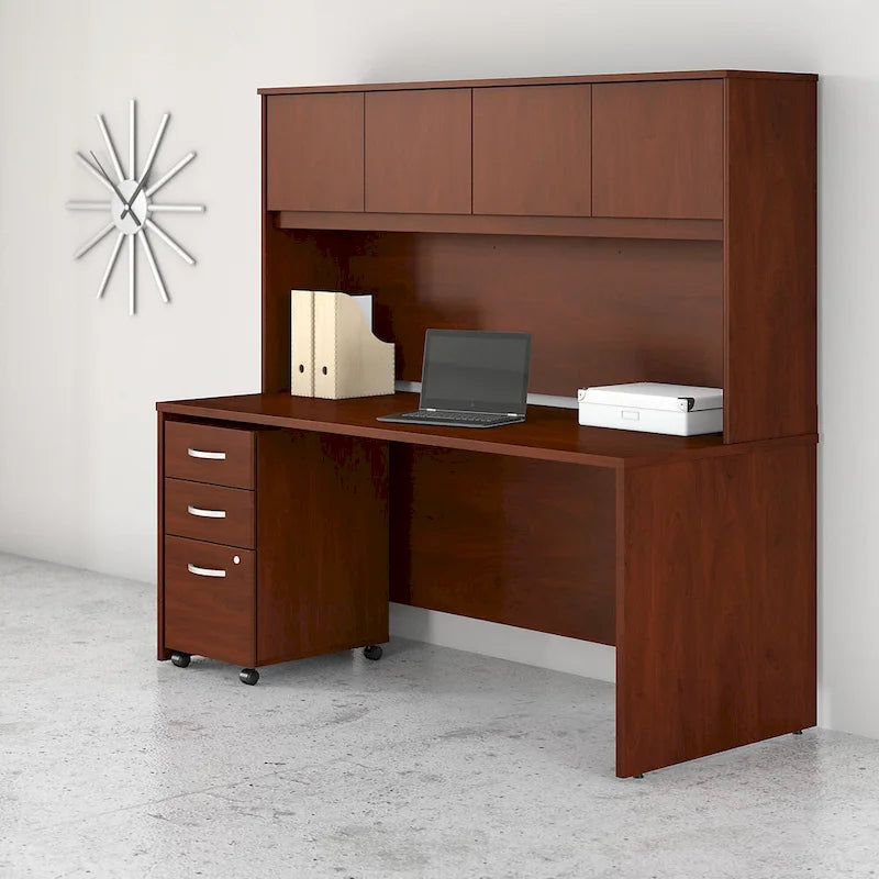 Bureau de 72 po avec huche et caisson mobile à 3 tiroirs