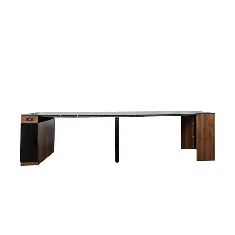 CLIHOME Table à manger extensible moderne multifonctionnelle avec prise, Table extensible peu encombrante avec rangement