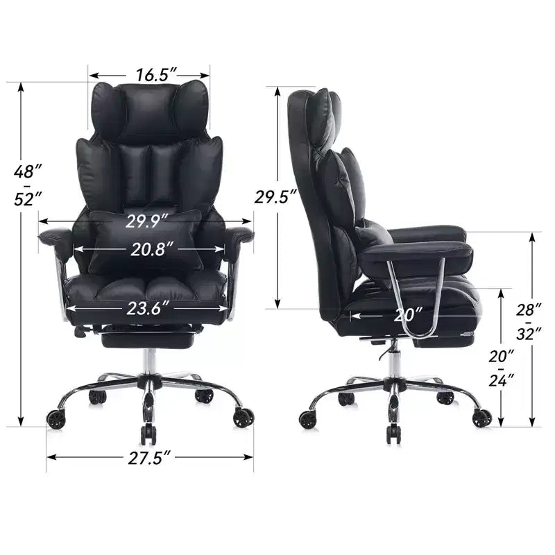 Efomao Chaise de Bureau Ergonomique 400 lbs, Grande Chaise d'Ordinateur en Cuir PU pour Personnes de Grande Taille, Fauteuil de Direction avec Repose-Pieds et Soutien Lombaire