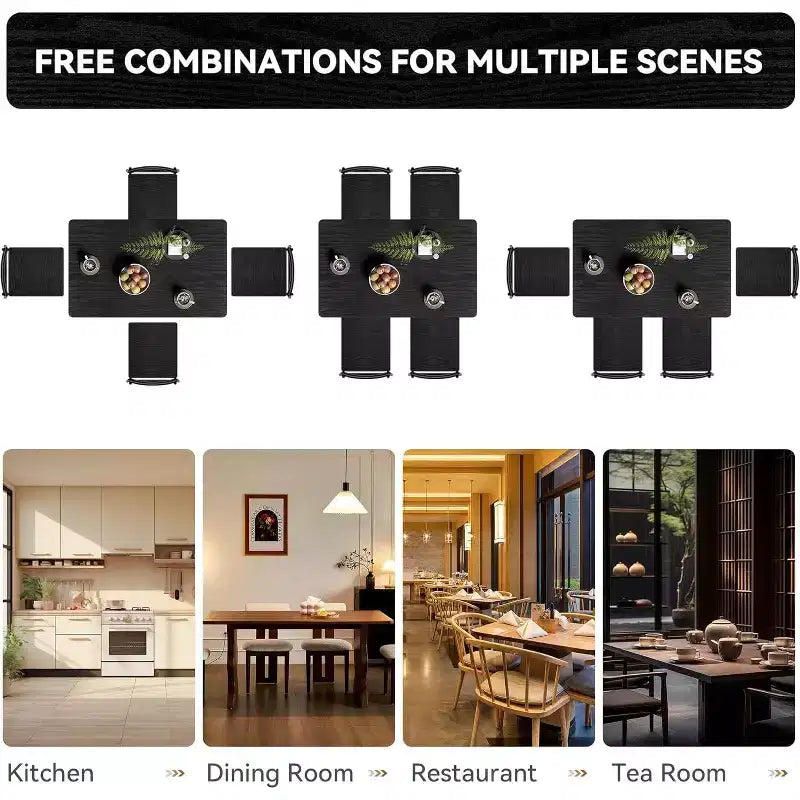 Ensemble de salle à manger rectangulaire Dyonery pour 4 personnes, table de cuisine 5 pièces et 4 chaises, ensemble de table de salle à manger, ensemble de table de cuisine compact pour petit espace