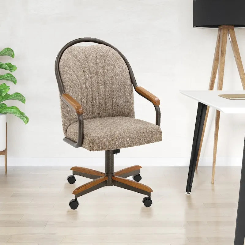 Chaises de salle à manger Chromcraft Douglas à roulettes, finition gris châtaigne (Lot de 2)