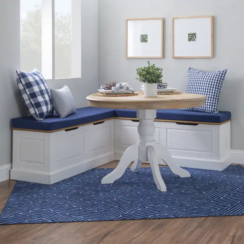 Banquette d'angle sans dossier - Naturel et blanc