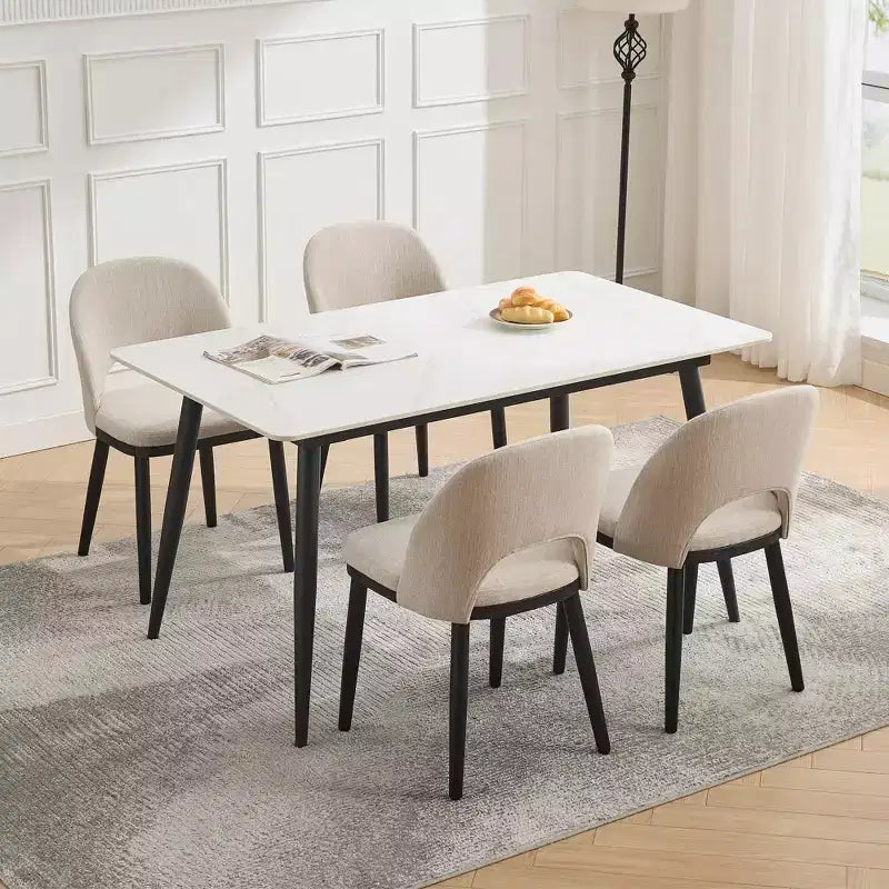 Lot de 4/6 chaises de salle à manger, chaises de cuisine/salle à manger rembourrées, chaises de salle à manger de ferme en tissu de lin avec pieds réglables pour salle à manger, salon