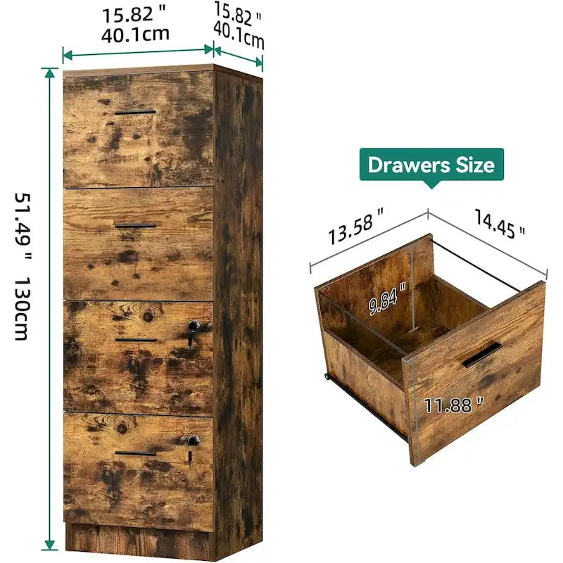 Moasis 51H Classeur Vertical à 4 Tiroirs Verrouillable pour Bureau à Domicile