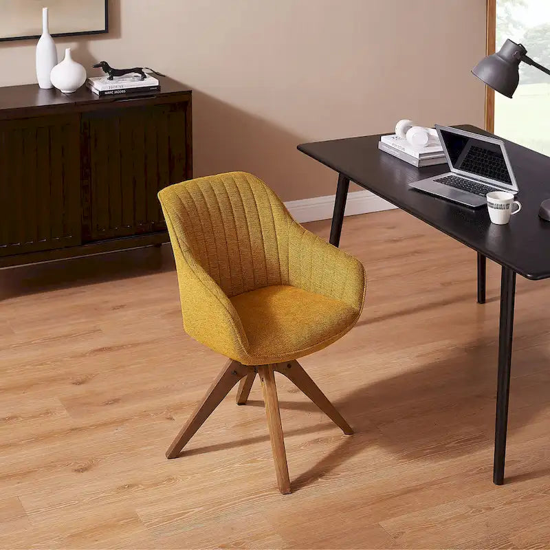 Fauteuil de bureau moderne pivotant avec pieds en bois