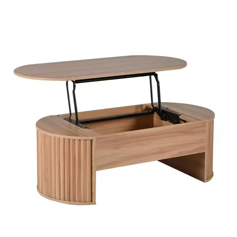 Table basse relevable de 47,2 po, table de salon ovale en bois avec rangement caché, table basse moderne pour salon, chambre à coucher ou bureau