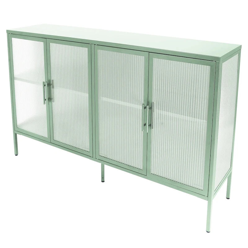 Meuble en métal et verre trempé avec étagère réglable