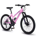 NAYSAYE Vélo VTT 26 Pouces avec Dérailleur 21 Vitesses Double Frein à Disque pour Adolescents et Femmes, Rose, 65*24.8*37.4